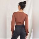 Forever 21  Long-Sleeve Plunging Crop Top - Brown size large Photo 1