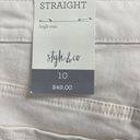 Style & Co  SZ 10 Straight Leg Mom Jeans High-Rise Stretch Pockets Zip-Fly Beige Photo 7