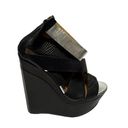 L.A.M.B. Gwen Stefani Black Wedge Gladiator Strappy Heels Size 9.5 Open Toe Photo 0