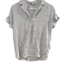 BeachLunchLounge  Women's Blue White Striped Collared Short Sleeve Shirt Small Photo 0