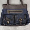 Gold Coast Blue Denim Faux Leather Shoulder Bag Photo 6