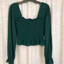 BP Evergreen Smocked Cropped Peplum Top Photo 4