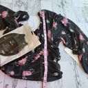 Madden Girl   Floral-Print Peasant Top With Mask, Black Ruched Size XXL NWT Photo 6