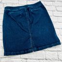 Talbots  Denim Mini Skirt Women's 12 Petite Dark Wash Stretch‎ Double Button Photo 7