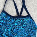 Nike  Womens 6 Swimsuit One Piece Blue Open Racerback Logo Photo 9