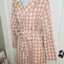 Aura  It's A Look Light Pink Plaid Coat Tie Double Breast Pearl Button M J NWT Photo 5