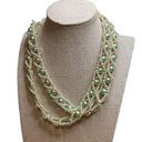 Twisted Long strand of Pearls  around light Green Beads Necklace Photo 0