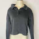 BP  Cropped Polo Shirt Womens SMALL Dark Gray Long Sleeve Cotton Blend Collared Photo 0