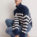 Madewell  Wide Rib Turtleneck Sweater Navy and White Striped Women’s size medium Photo 1