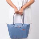 Longchamp Le Pliage Club Medium Nylon Tote Shoulder Bag Color Blue Mist New Photo 1