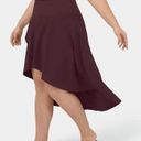 Halara High Waisted Ruffle High Low Flowy Plus Size Skirt in Deep Crimson NWT Photo 4