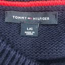 Tommy Hilfiger  Navy Red Peacoat Cardigan Sweater L Button Up SOFT Argyle Fall Photo 4