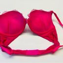 Victoria's Secret  Bombshell Plunge Super Push Up Bra Lace 36A add 2 Cups Pink Photo 7