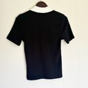 J.Crew NWT  Vintage Rib Polo Tee Shirt Black Ivory Top BY419 Medium Photo 5