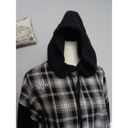 Dance & Marvel  women's L Flannel Cropped Hooded Button-down Star studded top Photo 9