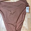 Aerie Large 2 Piece  Ribbed Shine Crossover High Cut Cheeky Bikini Top & Bottom Photo 6