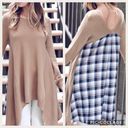 SALE!! 1 Left!!! Taupe Asymmetrical Top w/Plaid Photo 2