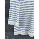 J.Jill  Long Sleeve White Blue Striped Fringe Shirt Size Small Photo 3