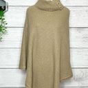 Michael Kors  Turtleneck Shaker Stitch Poncho Honey Brown Tan One Size Photo 0