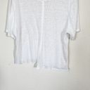 The Range [] White Linen Blend Crew Neck Asymmetrical Hem Cut Off T-Shirt Large Photo 4