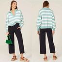 Tanya Taylor  Striped V Neck Collar Maisie Knit Sweater Blue/White Cotton Size M Photo 1