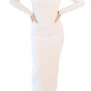 Klassy Network  Crew Neck Long Sleeve Ribbed Maxi Dress Cream White Size Medium Photo 0