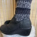 UGG Cresthaven Black Nubuck Leather Knit Warm Wedge Winter Boot Photo 2