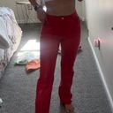 ZARA Red Leather Straight Pants Photo 2