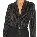 L'Agence  Black Laurent Metallic Devoré Velvet Blouse Photo 0