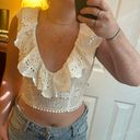 INDIKAH White Eyelet Crop Top Photo 0