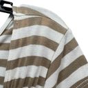 Banana Republic  Dress Womens XS Tan White Stripe Wrap V Neck Tie Waist Stretch Photo 4