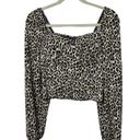 Sincerely Jules  Long Sleeve Cropped Leopard Print Top Built In Bra Sz Medium NEW Photo 7