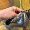 Enzo Angiolini Dark Grey Metallic Snakeskin Peep Toe Heels Women’s Size 6 US Photo 2