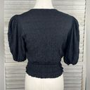 Mango  Cropped Gauzy Puff Sleeve Blouse Black-Small Photo 1