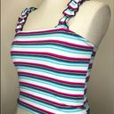 Self Esteem Striped Ruffle Strap Crop Top Photo 4