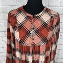 st. john's bay babydoll style 3 front button plaid longsleeve flannel size Small women Photo 2