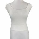 Brandy Melville Casual White Elastic Scoop Neck Crop Top Photo 0