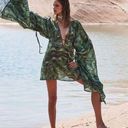 Cult Gaia 💕💕 Bruna Coverup ~ Linen Silk Saltation Basil Green Print Small S NWT Photo 1