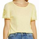 Caslon Floral Embroidered Sleeve T-Shirt Tee Top Yellow Meringue Womens Size 2X Photo 0