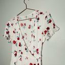 Gebe Maternity White Red Floral Tie Waist Ruffle Sleeve Maxi Wrap Dress Size M Photo 3