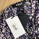 DKNY  geometric blouse. NWT. Size Medium.  Unique scalloped and gathered sleeves. Photo 6