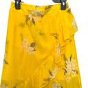 A New Day  Yellow Floral Asymmetrical High Low Ruffle Wrap Skirt Lined Women's S Photo 3