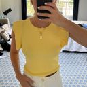 ZARA Yellow Ruffle Sleeve Top Photo 1