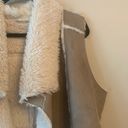 Olive & Oak  Suede and Shearling Tan Drape Front Vest Size Large Photo 4