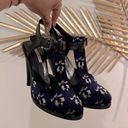 Opening Ceremony  Janette T-Strap Chunky Blue Black White Floral Heels | Sz 37 Photo 9