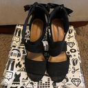 Bamboo Black Suede High Heels With Bows Size 9 Photo 3