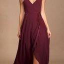 Lulus  Here's to Us Burgundy High-Low Wrap Dress Siz S Bridesmaid Wedding Formal Photo 0