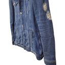 Lee  Jeans Women's Denim Med Blue Distressed Trucker Jacket 90s Y2K Sz Med Photo 3