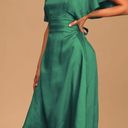 Lulus Caberet Queen Green Polka Dot Embossed Satin Backless Midi Dress Size S Photo 8