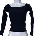 Good American  The Off Shoulder Ribbed‎ Knit Sweater Pullover in Black size 2 Photo 0